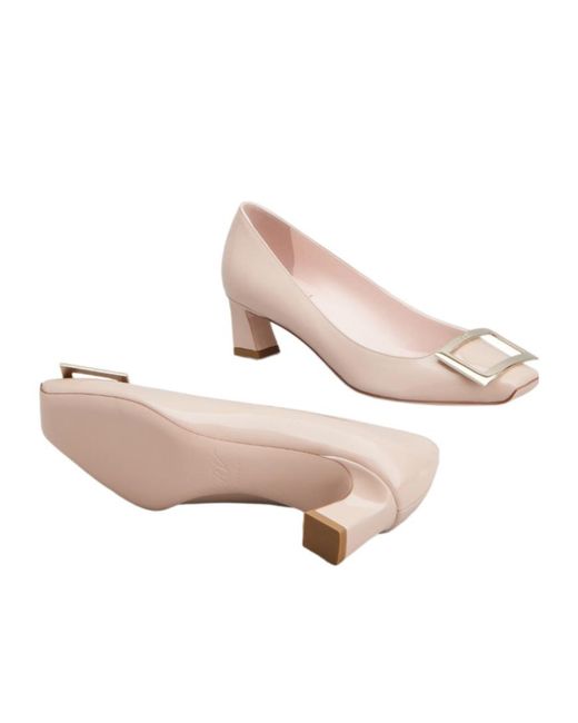 Roger Vivier Pink Trompette Embellished Buckle Pumps