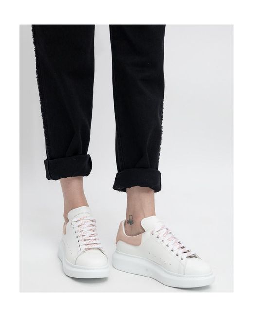 McQueen White Chunky-Design Leather Sneakers