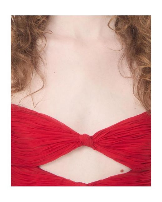 Valentino Red Flounce Chiffon Dress