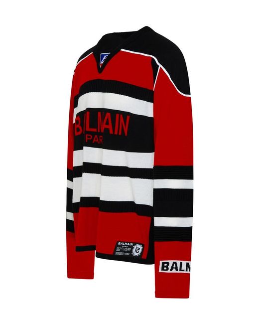 Balmain Red B-Sporty Boxy Sweatshirt for men