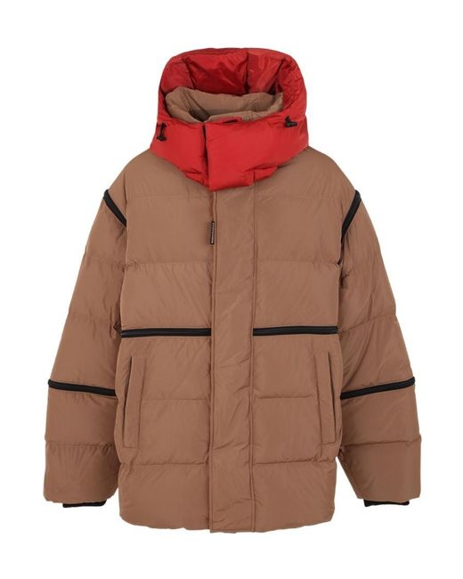 DSquared² Brown Hooded Down Coat for men