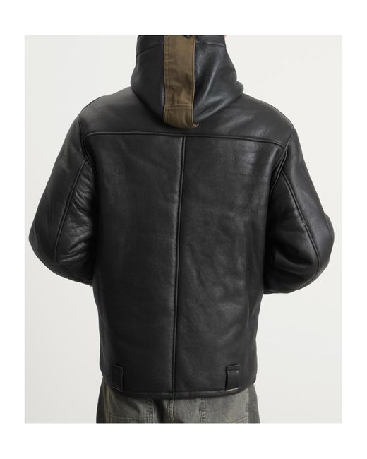 Our Legacy Black Blizzard Hooded Leather Jacket for men