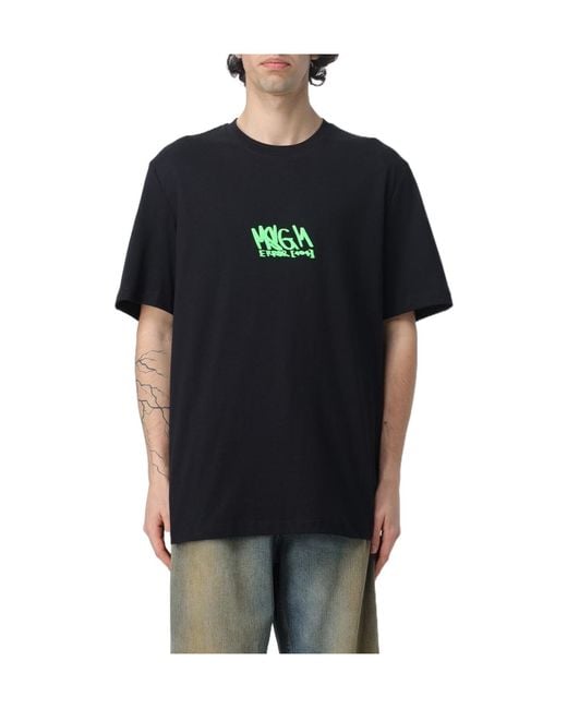 MSGM Black Logo Printed Crewneck T-Shirt for men