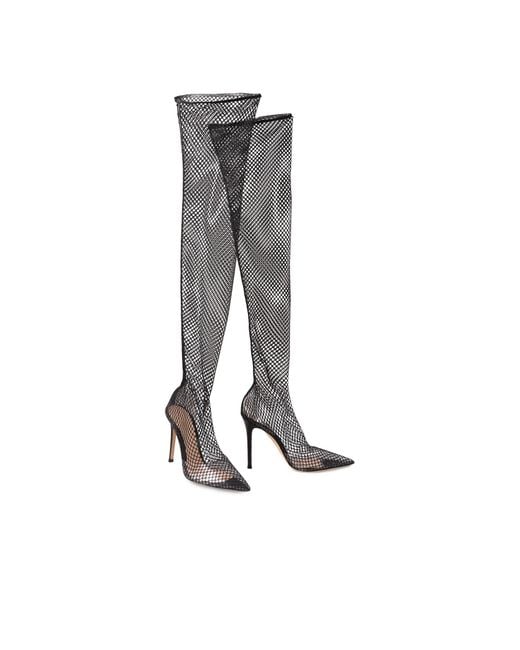 Gianvito Rossi White Over-The-Knee Mesh Boots