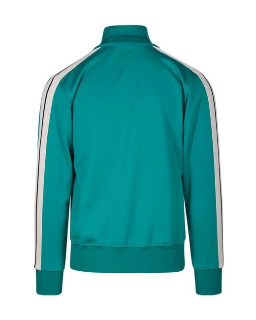 Palm Angels Green Logo Embroidered Zipped Track Jacket for men