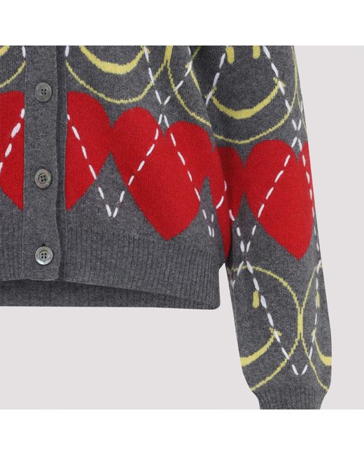 Moschino Red V-Neck Knitted Cardigan