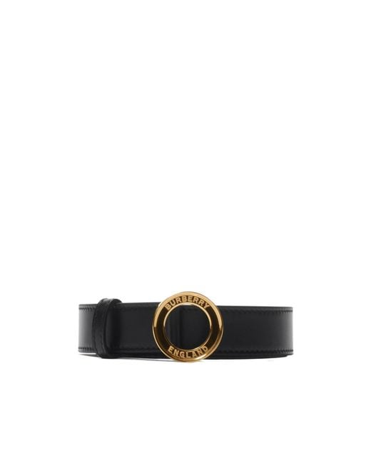 Burberry White Logo Graphic Leather Belt