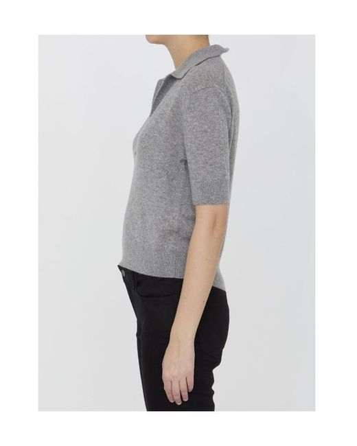 Khaite Gray Jo Short Sleeved Polo Top