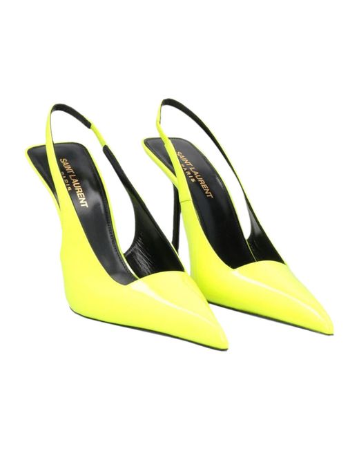 Saint Laurent Yellow Patent Leather Pointed-Toe High Heels