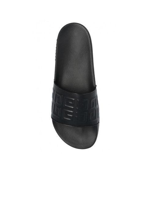 Givenchy Black 4G Logo Embossed Slip-On Sandals