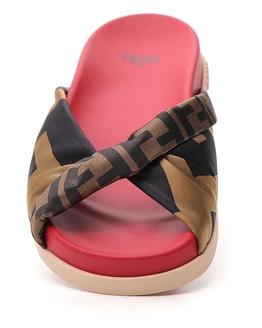 Fendi Red Cross Slippers