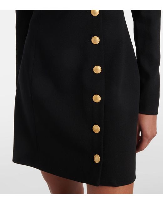 Alessandra Rich Black Wool-Blend Crêpe Minidress