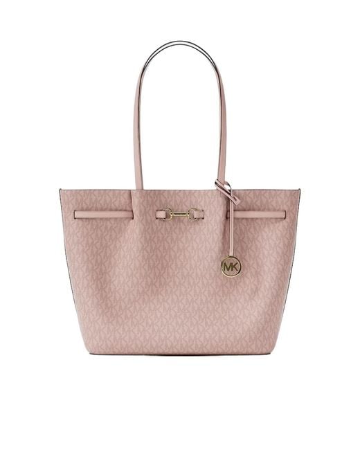 Michael Kors Pink Carson Large Signature Logo Tote Bag