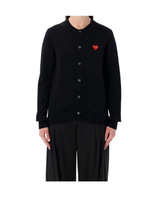 COMME DES GARÇONS PLAY Black Comme Des Garçons Play Logo Detailed Crewneck Cardigan