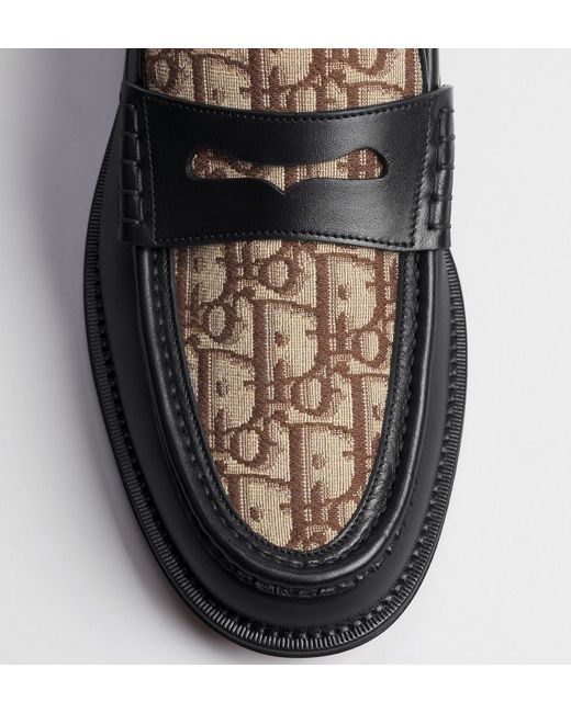 Dior Black Pattern Panel Loafers for men