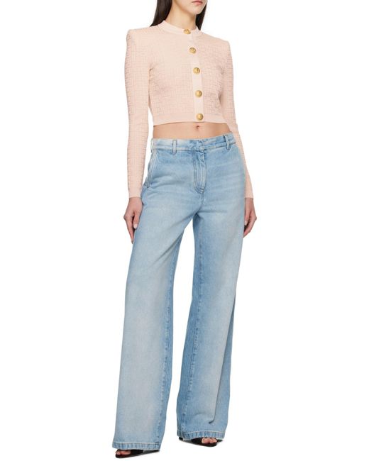 Balmain Blue Pb Labyrinth Knit Cardigan