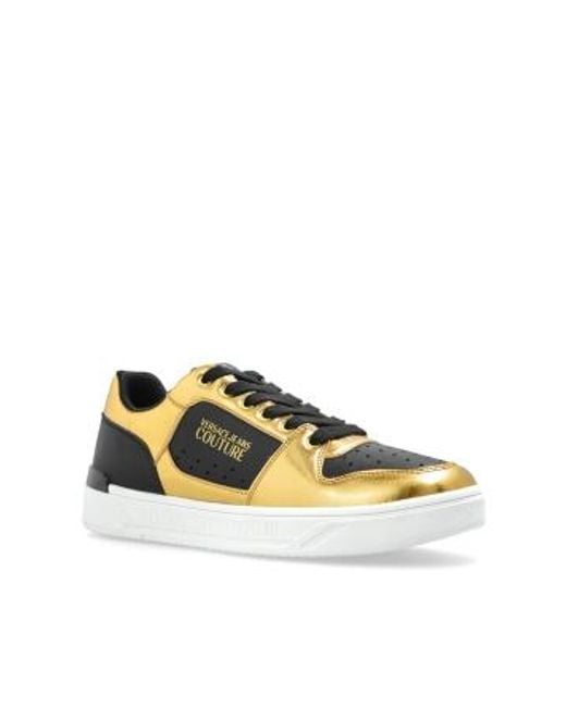 Versace Jeans Yellow Couture Logo Printed Low-Top Sneakers for men