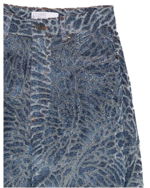 GIUSEPPE DI MORABITO Blue High-Waist Wide-Leg Pants