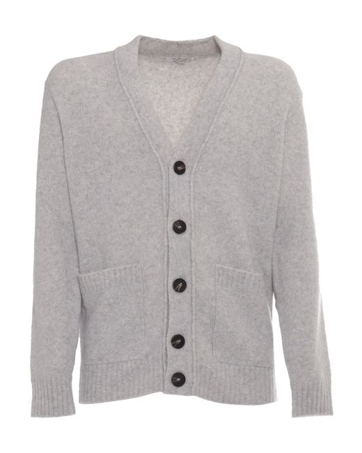 Kangra Cashmere Gray Kangra V-Neck Knitted Cardigan for men