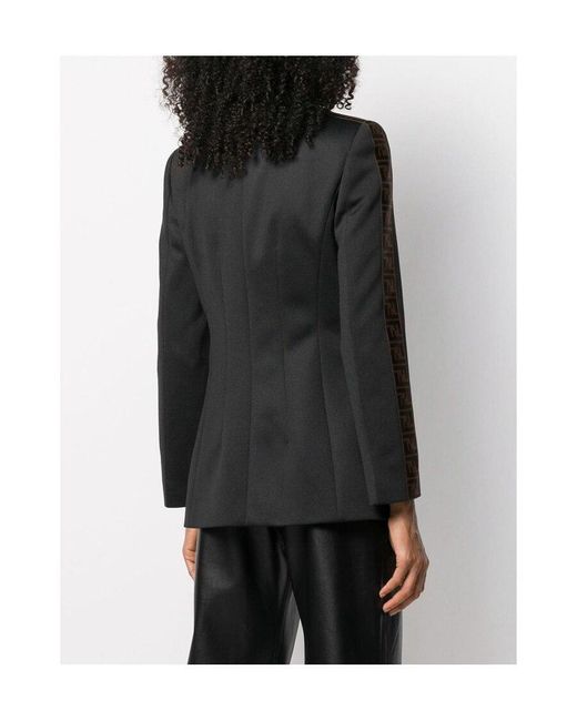 Fendi Black Ff Motif Stripe Blazer