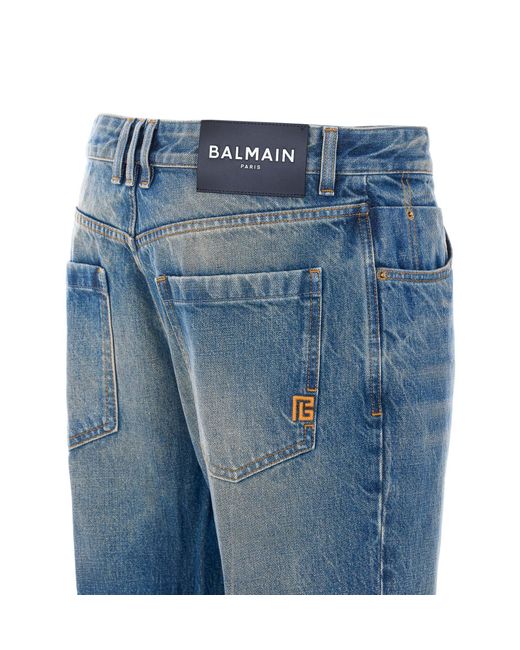 Balmain Blue Straight Leg Jeans for men