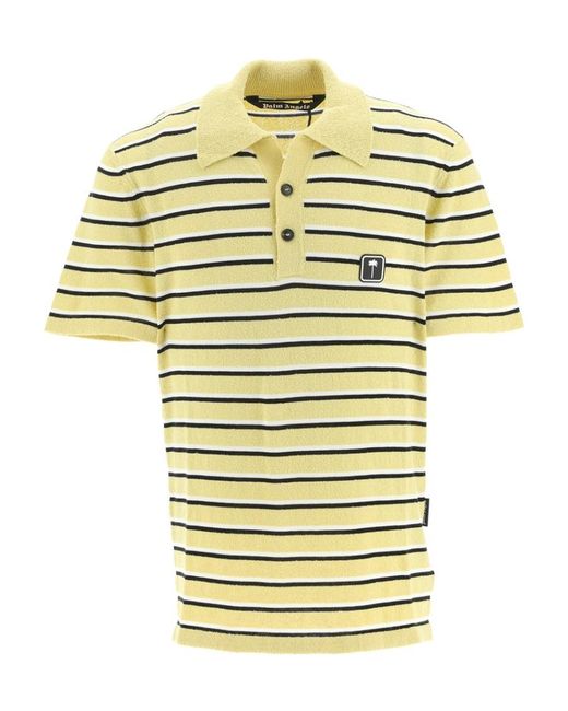 Palm Angels Metallic Logo-Patch Short Sleeved Polo Shirt for men