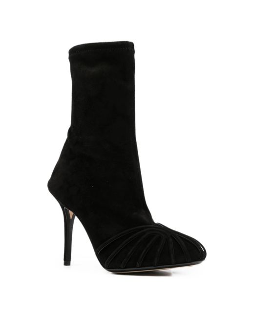ALEVI Black Round-Toe High-Heeled Ankle Boots
