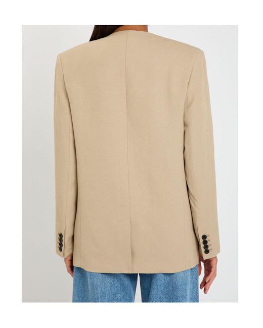 Anine Bing Natural V-Neck Woven Suit Jacket