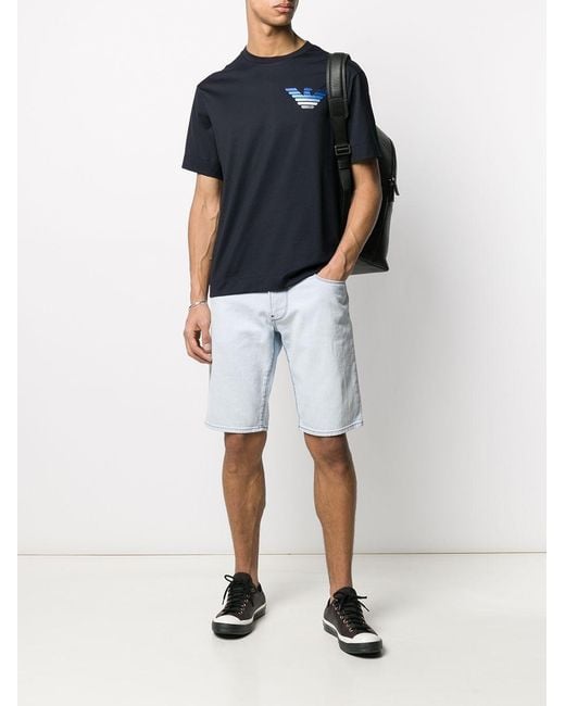 Emporio Armani Black Embroidered Logo T-Shirt for men