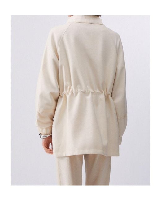 Liu Jo Natural Drawstring-Waist Pocket Jacket