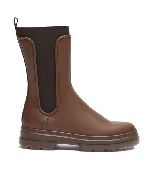 Max Mara Brown Leather Ankle Boots