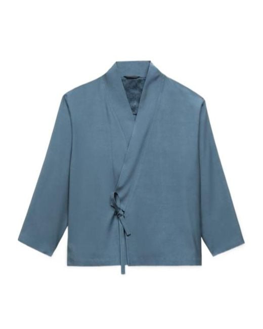 KENZO Blue Wrap Kimono Blazer for men