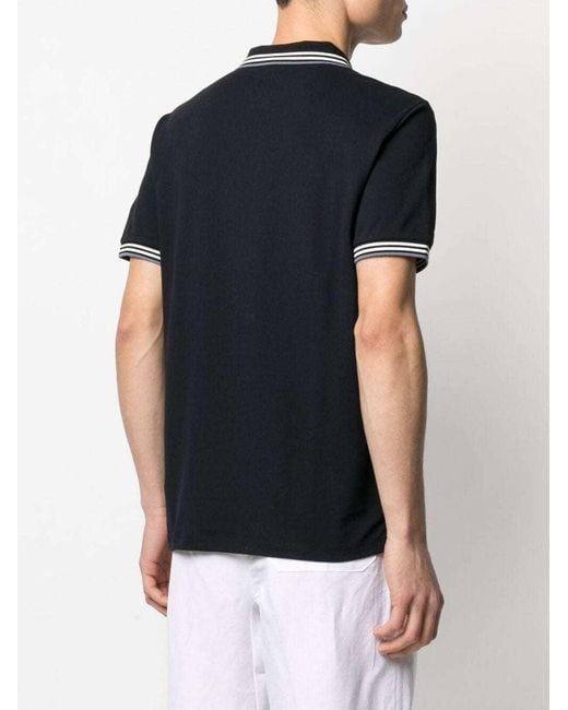 Emporio Armani Black Logo-Striped Polo Shirt for men