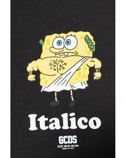Gcds Black Graphic-Printed Crewneck T-Shirt for men