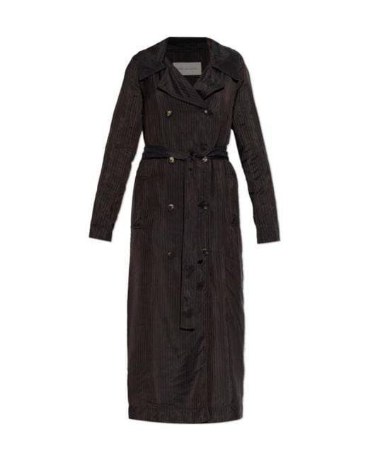Dries Van Noten Black Double-Breasted Trench Coat