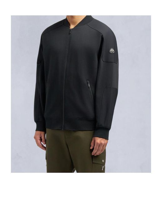 Moose Knuckles Black Logo-Patch Jacket for men