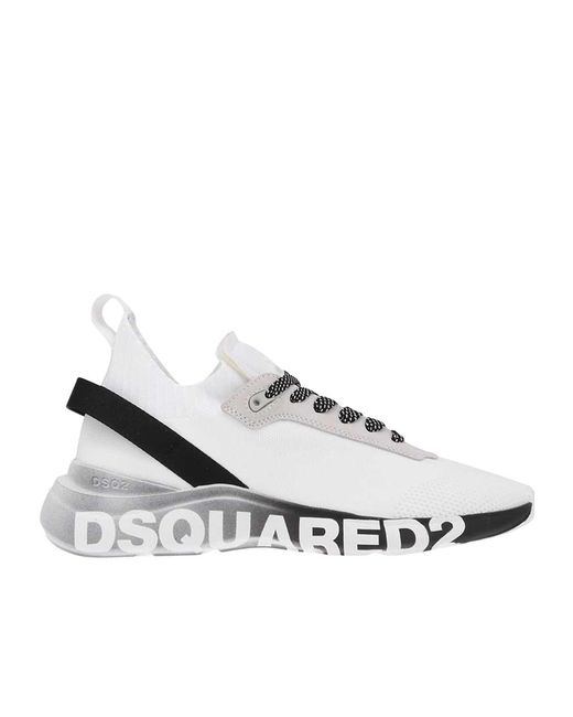 DSquared² White Lace-Up Low-Cut Sneakers for men