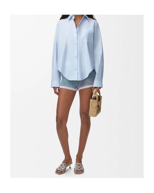 Loewe Blue Anagram-Embroidered Shirt