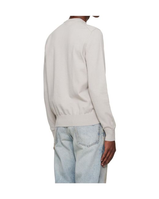 Boss White Long-Sleeved Crew Neck Knit Sweater for men