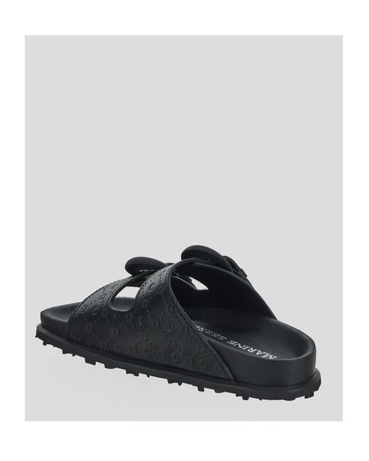 MARINE SERRE Black Buckle Slippers