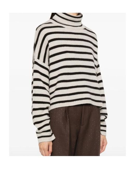Lisa Yang Black Long-Sleeved Striped Sweater