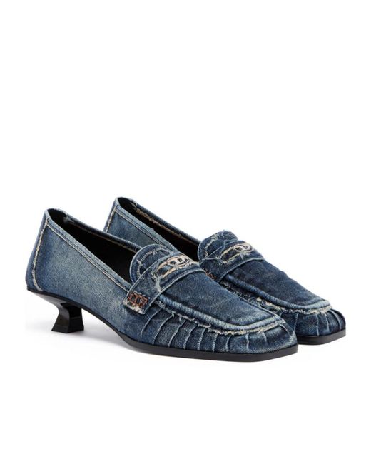 DIESEL Blue D Amber Moc 30 Loafer Heeled Pumps