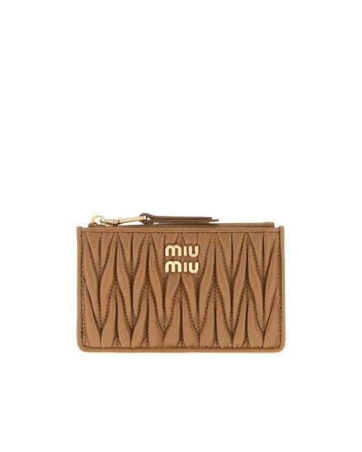 Miu Miu Brown Matelassé Zipped Wallet