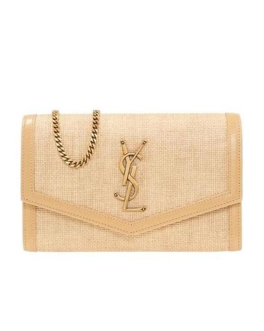 Saint Laurent Natural Uptown Raffia Shoulder Bag
