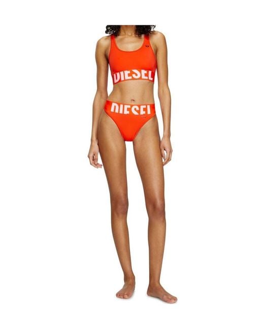 DIESEL Orange Lola-D-Pop Cut-Off Logo Bikini Bottoms