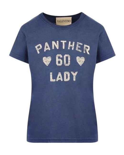 Valentino Blue Chez Crewneck T-Shirt