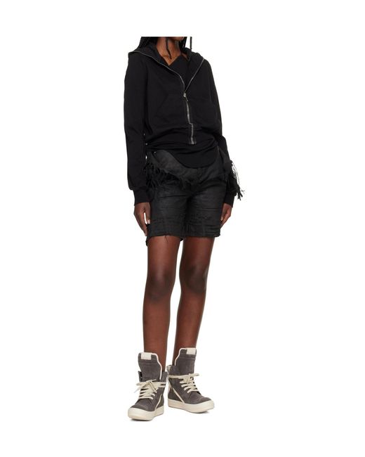 Rick Owens Black Denim Shorts With Belt Loops
