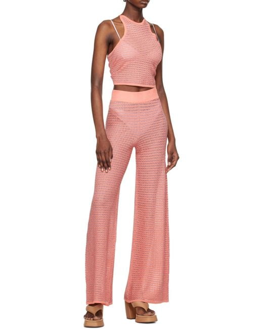 REMAIN Birger Pink Striped Elastic Waist Casual Pants