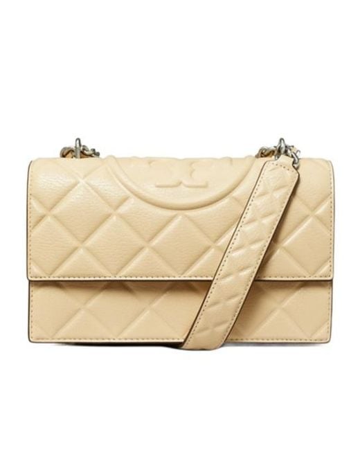Tory Burch Natural Small Fleming Convertible Shoulder Bag