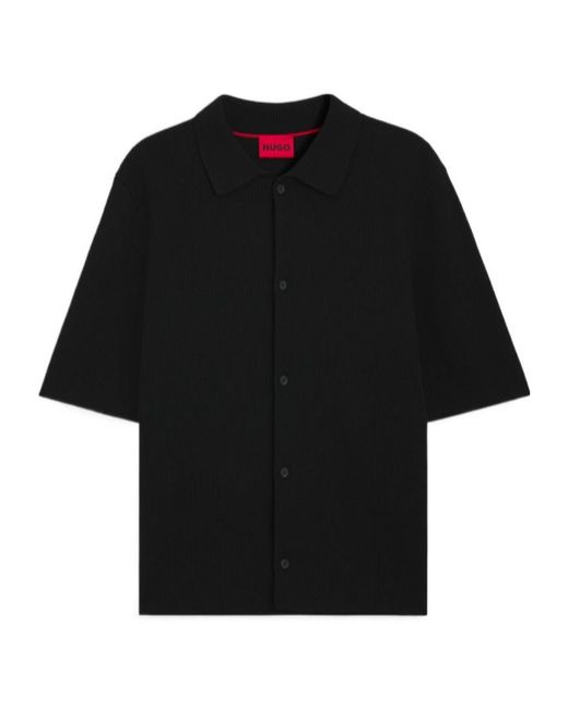 Boss Black Regular-Fit Shirt With Ribbed Structure for men